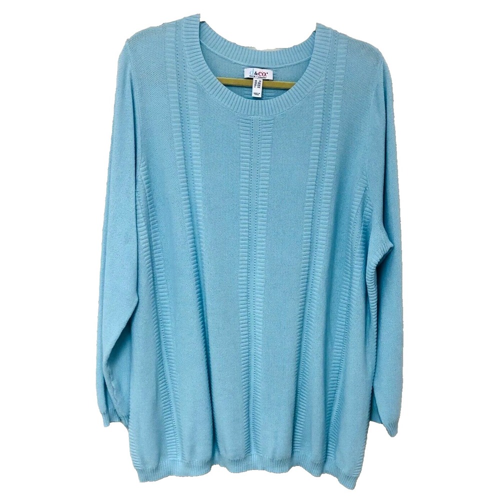 Denim & Co Blue Sweater Tunic Womens 2X Lightweight Flattering Transitional QVC